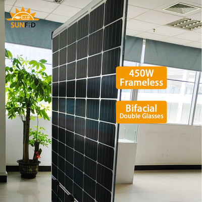 450W pannello solare monocristallino Frameless 10BB Bifacial per il sistema residenziale di immagazzinamento dell'energia