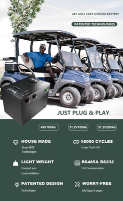 100Ah una batteria al litio da 48 volt per il carretto di golf 51.2v 200Ah Lifepo4 con il caricatore di Bms