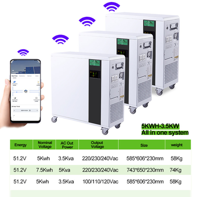 Sistema residenziale 5KWH tutto di immagazzinamento dell'energia 7.5KWH in batterie al litio una