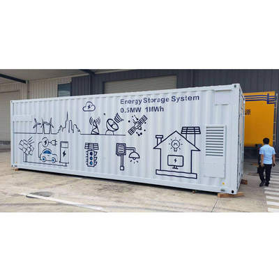 0.5MW sulla griglia fuori dal contenitore Lifepo4 IP65 del sistema solare 1MWH ESS di griglia all'aperto
